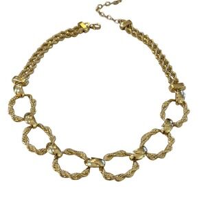 Vintage Talbots Gold Tone Double Rope Chain Textured Link Statement Necklace